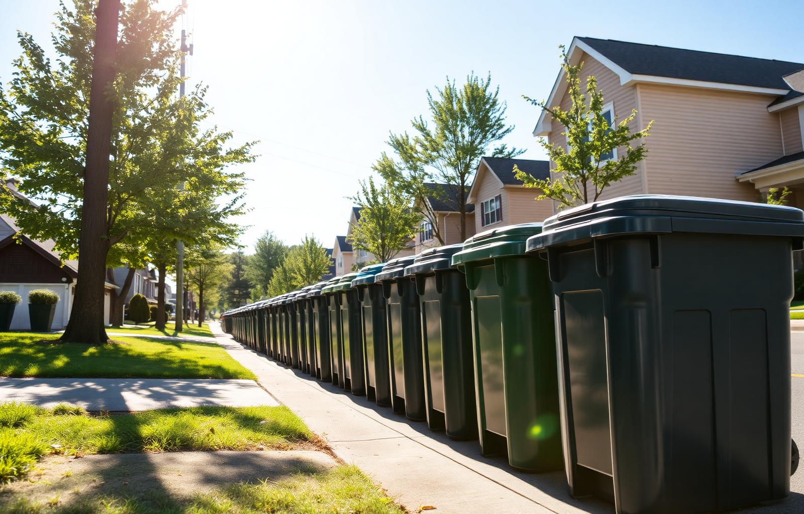 Sparkling clean residential garbage bins at the curb